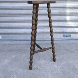 Turned wooden tripod stool