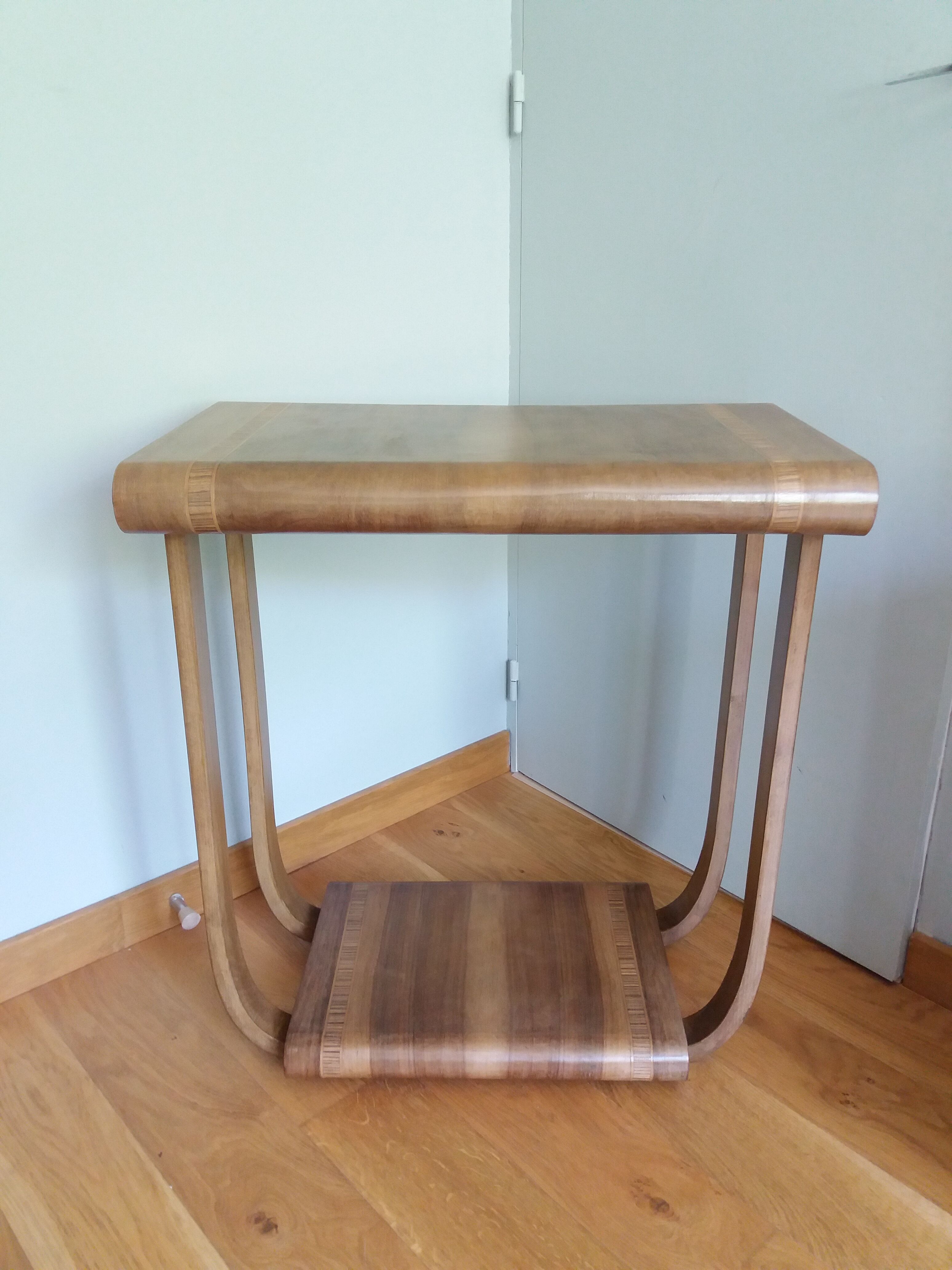 Art Deco curved wood console