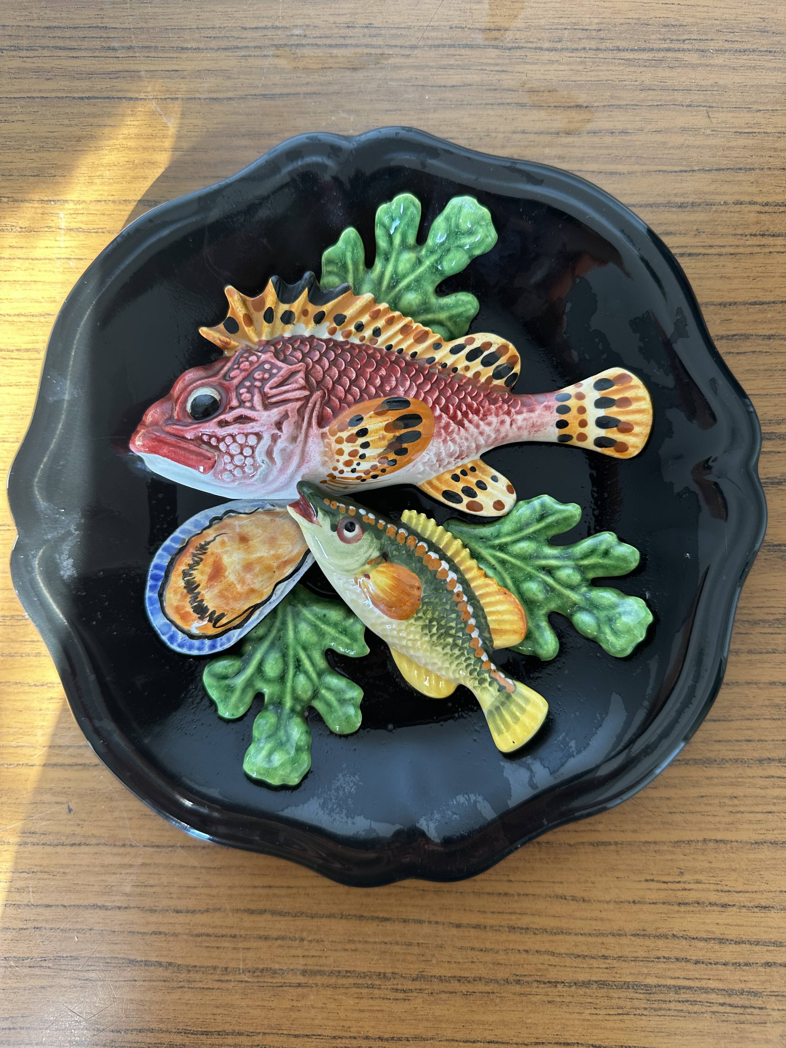 Palissy Vallauris majolica wall plate circa 1950