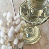 Chiseled brass candle holder