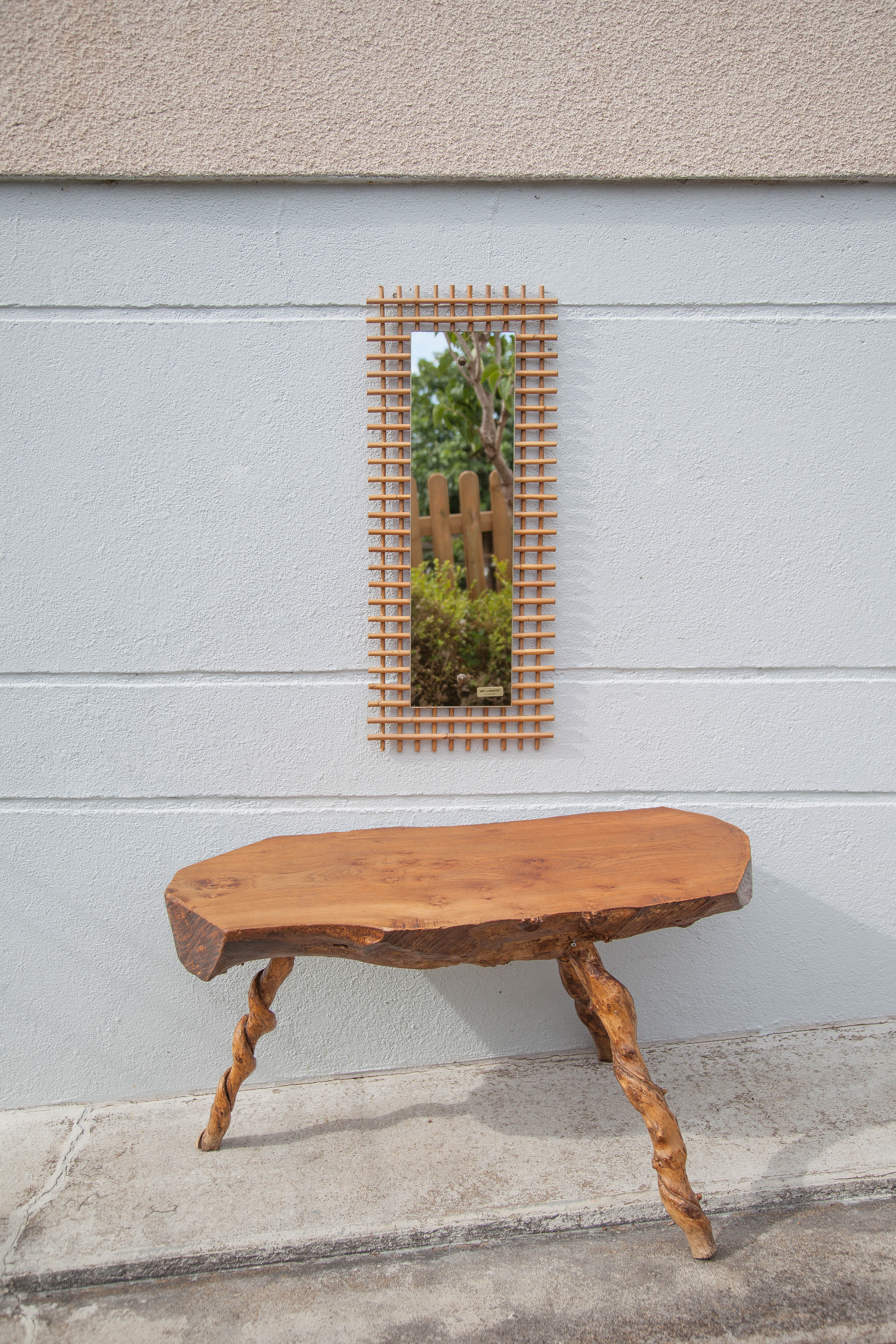 Vintage rattan mirror 33x80cm