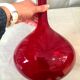 Bouteille ou soliflore rouge oignon avec bouchon en bois vintage murano