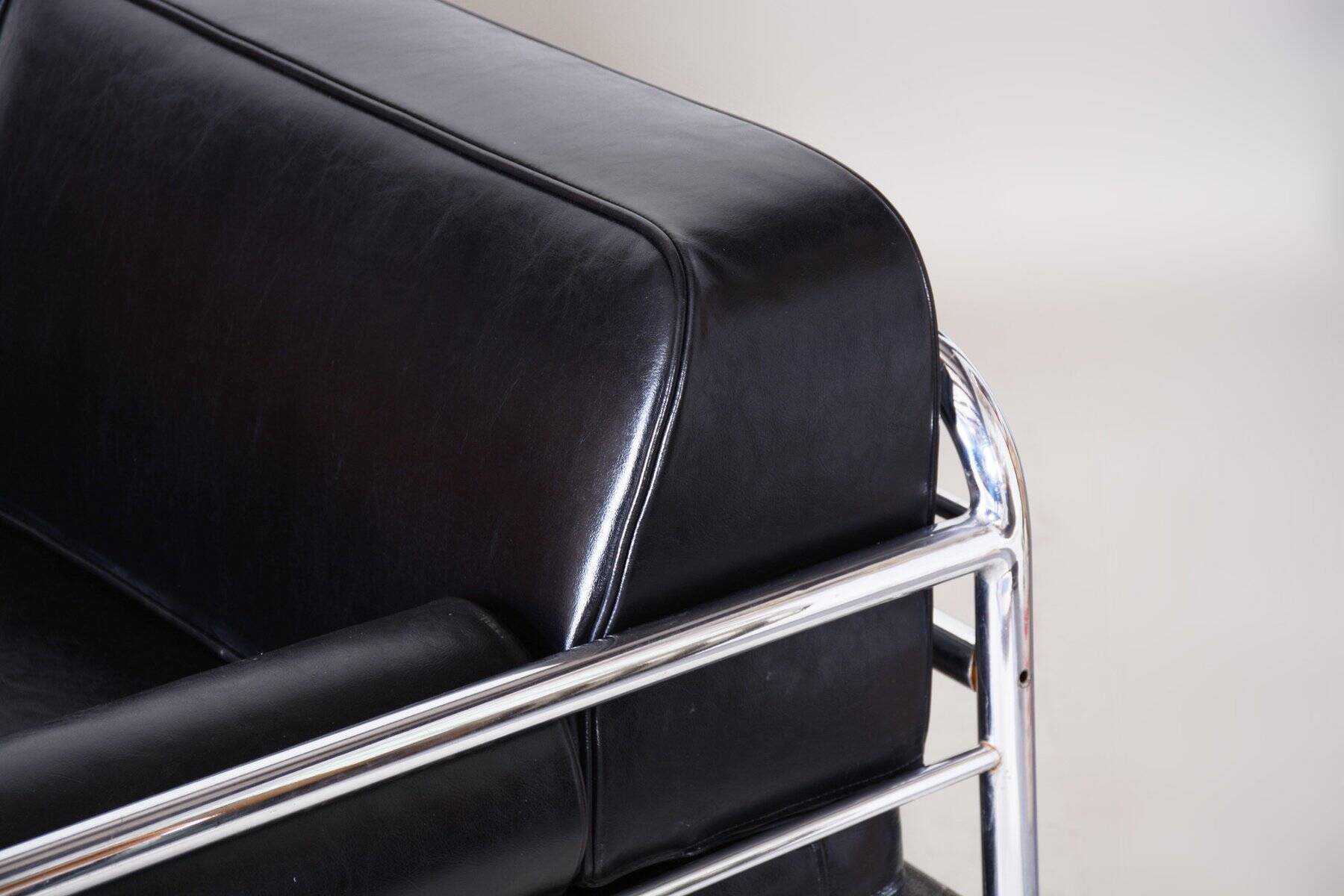 Bauhaus Sofa in Chrome and Leather by Hynek Gottwald, Czech, 1930s