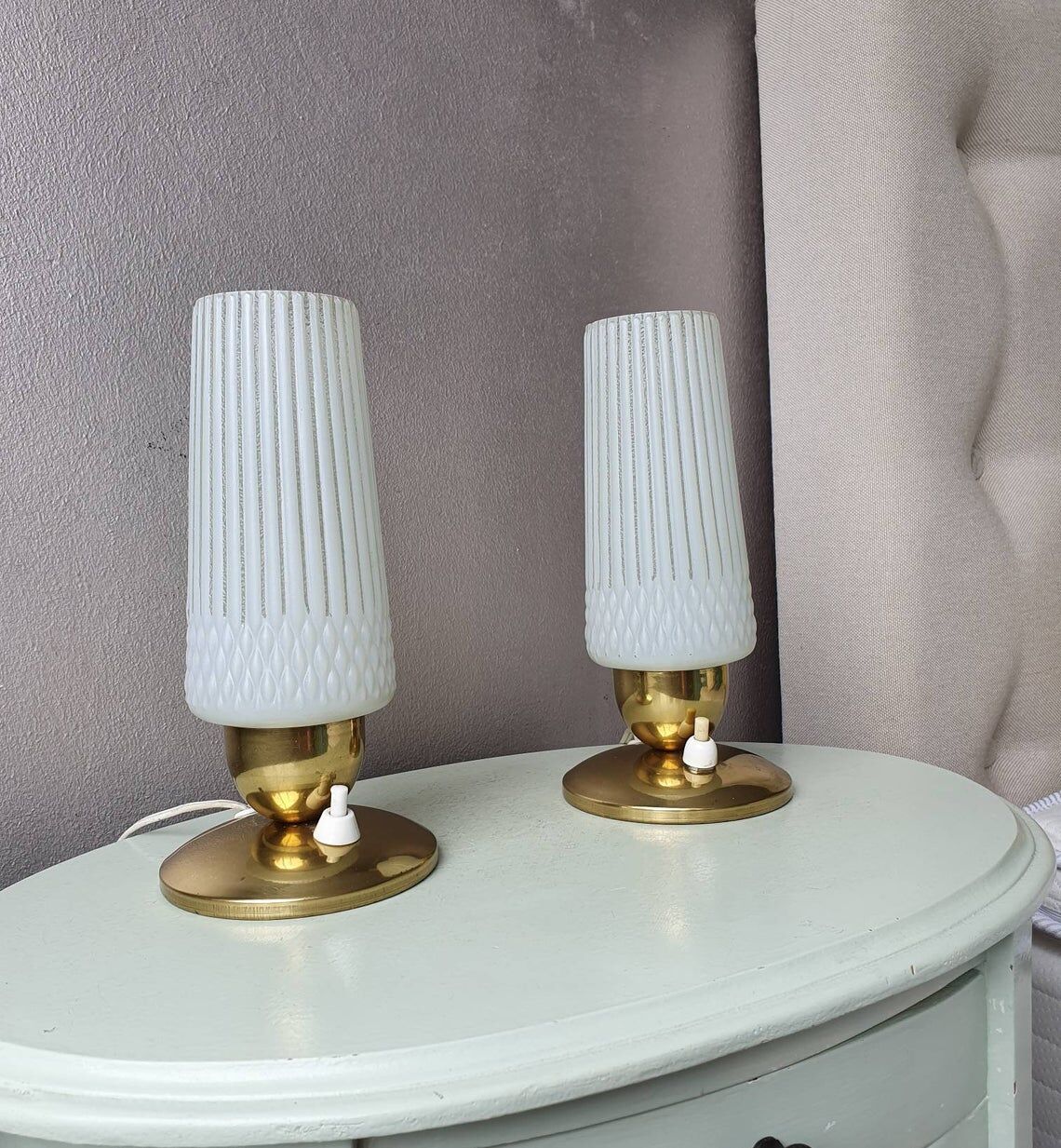 Set of 2 brass table lights 60s Germany