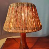 Vintage brutalist lamp from the 60s-70s made of wood and rope.