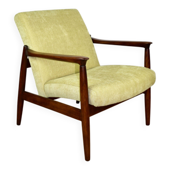 GFM-64 armchair, design by Edmund Homa from the 70s, yellow lemon lime