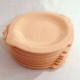 Set of 10 plates Fish Longwy