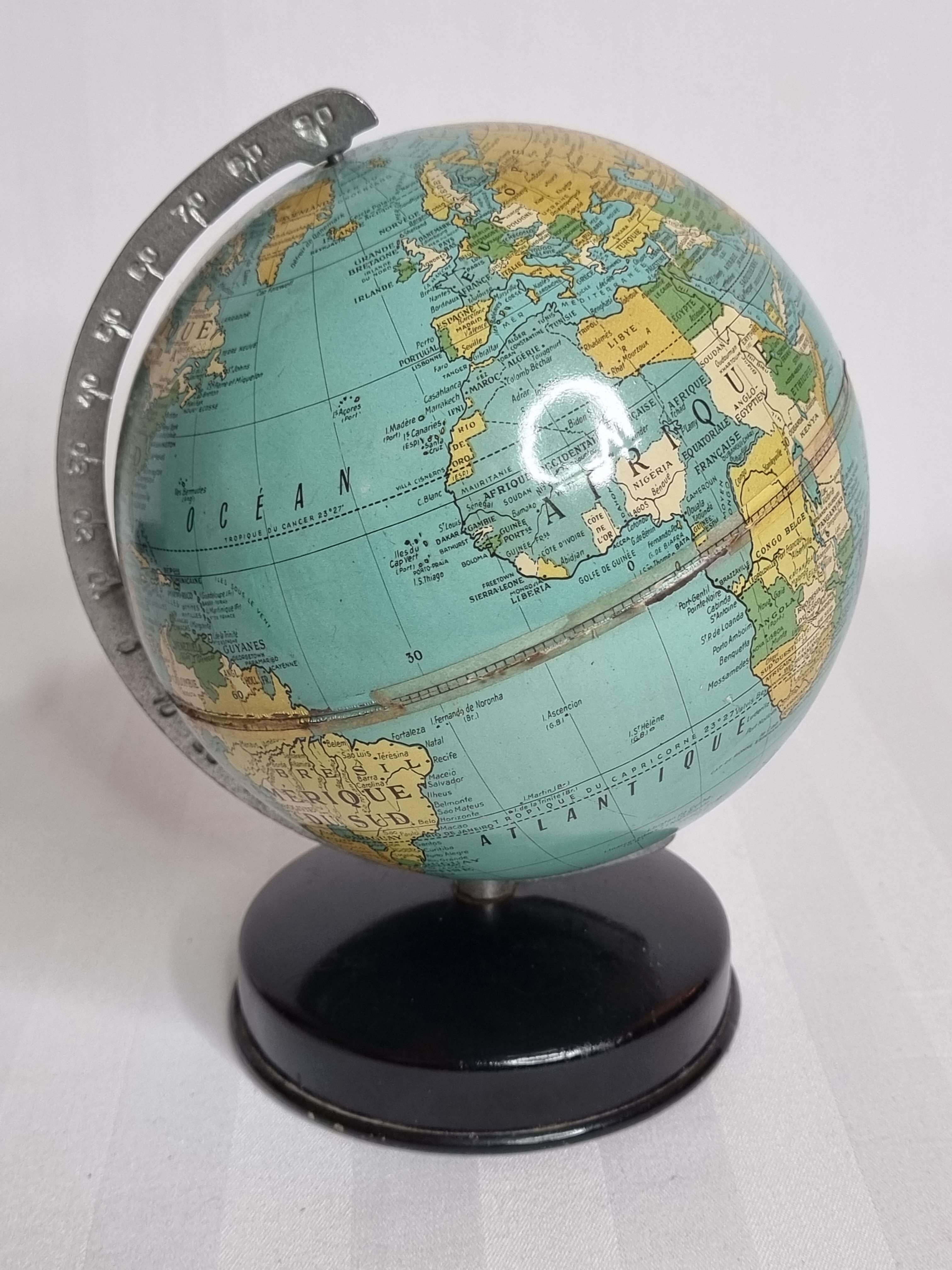 Globe earth "Taride" of the 50s-60s in metal on base, 17 cm