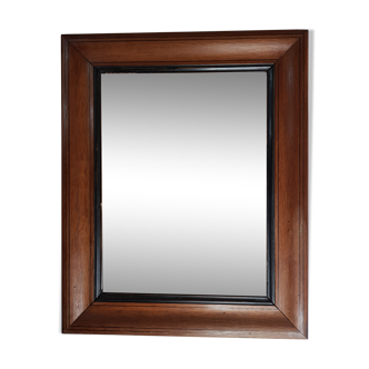 Miroir rectangulaire ancien en bois massif 51 cm x 43 cm