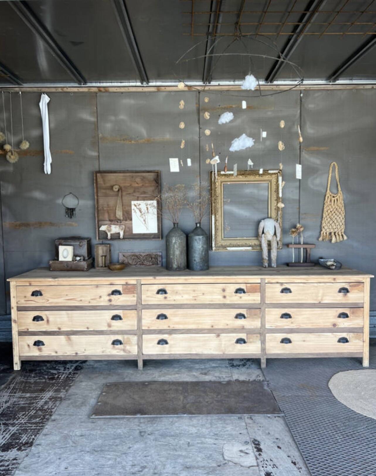 Old draper's furniture, raw wood