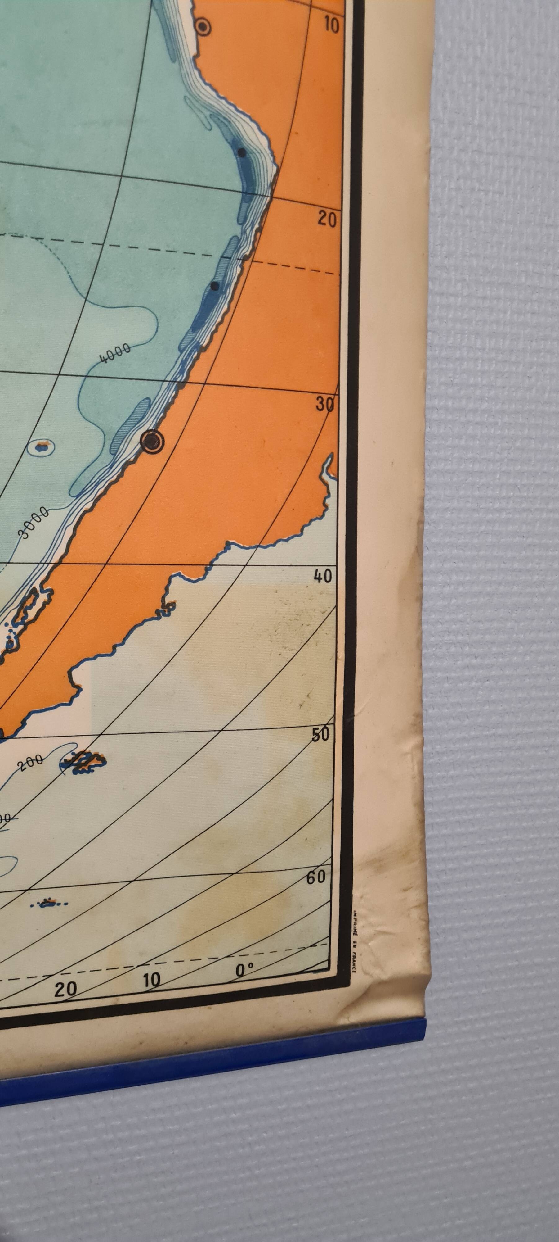 Large vintage school wall map – Pacific Ocean