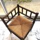 Art Deco corner chair in bobbin oak and straw, 1930s