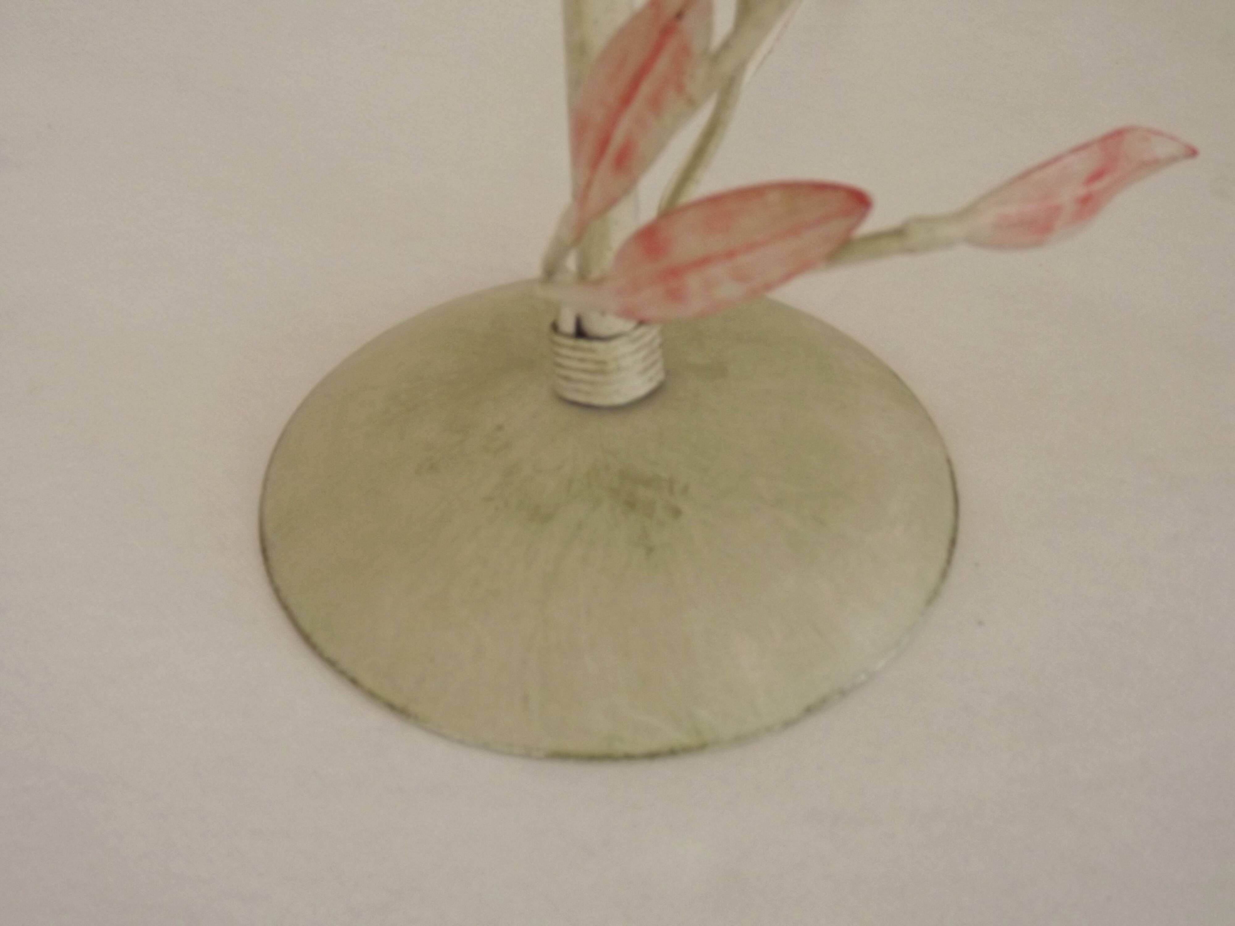 Pair Of French Vintage Metal Table Lamps With Scrolling Leaf Detail