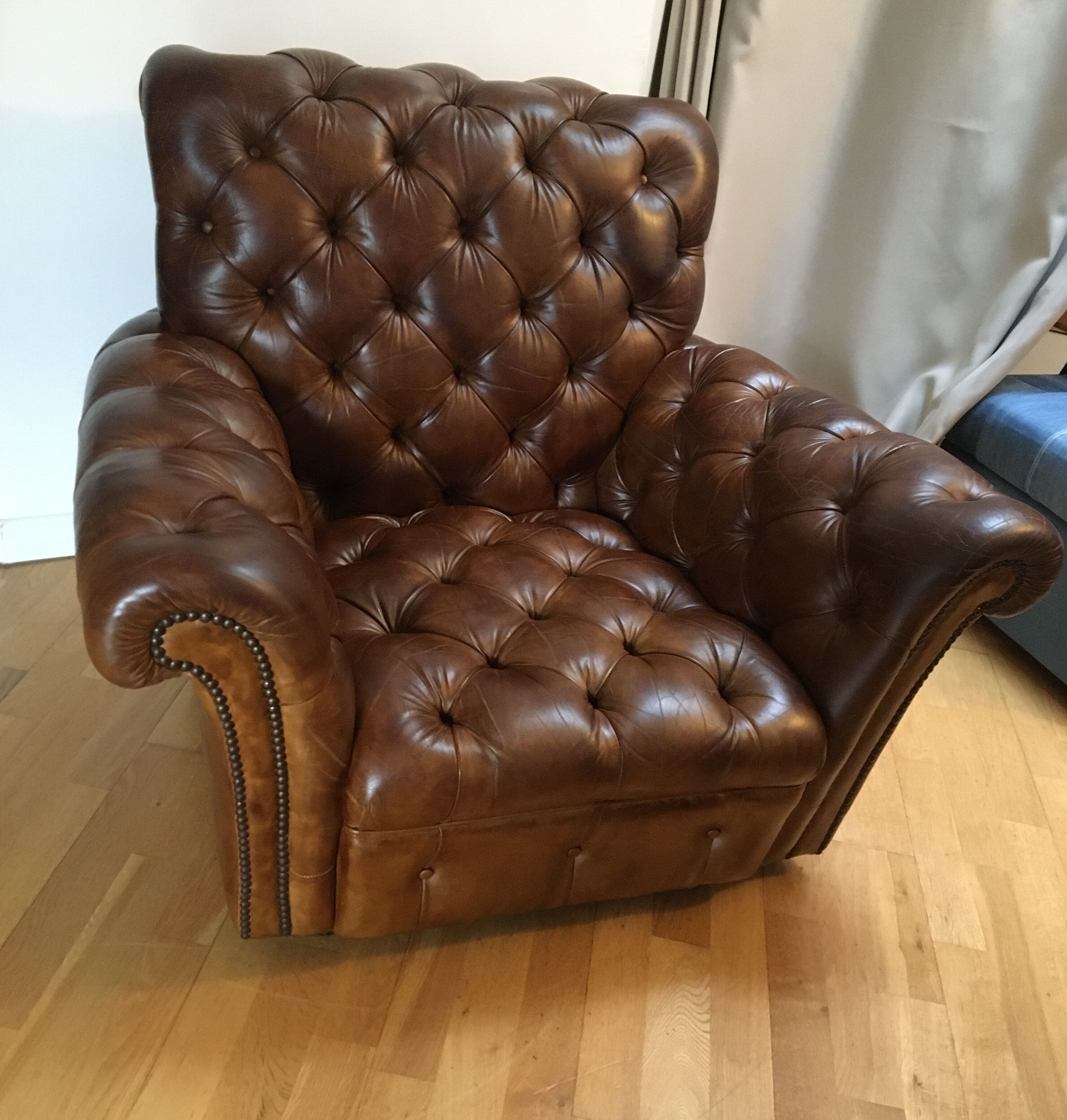 Real leather chesterfield chair