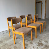 Série de 6 chaises de la marque Self en hêtre et assise en laine