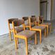 Set of 6 Self brand chairs in beech with wool seat