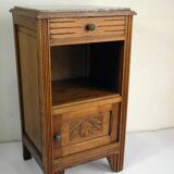 ART DECO OAK AND MARBLE BEDSIDE TABLE