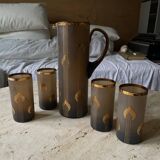 1930s brown and gold orangeade set