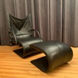 Zen armchair with footstool designed by claude brisson, ligne roset, france, 1980s