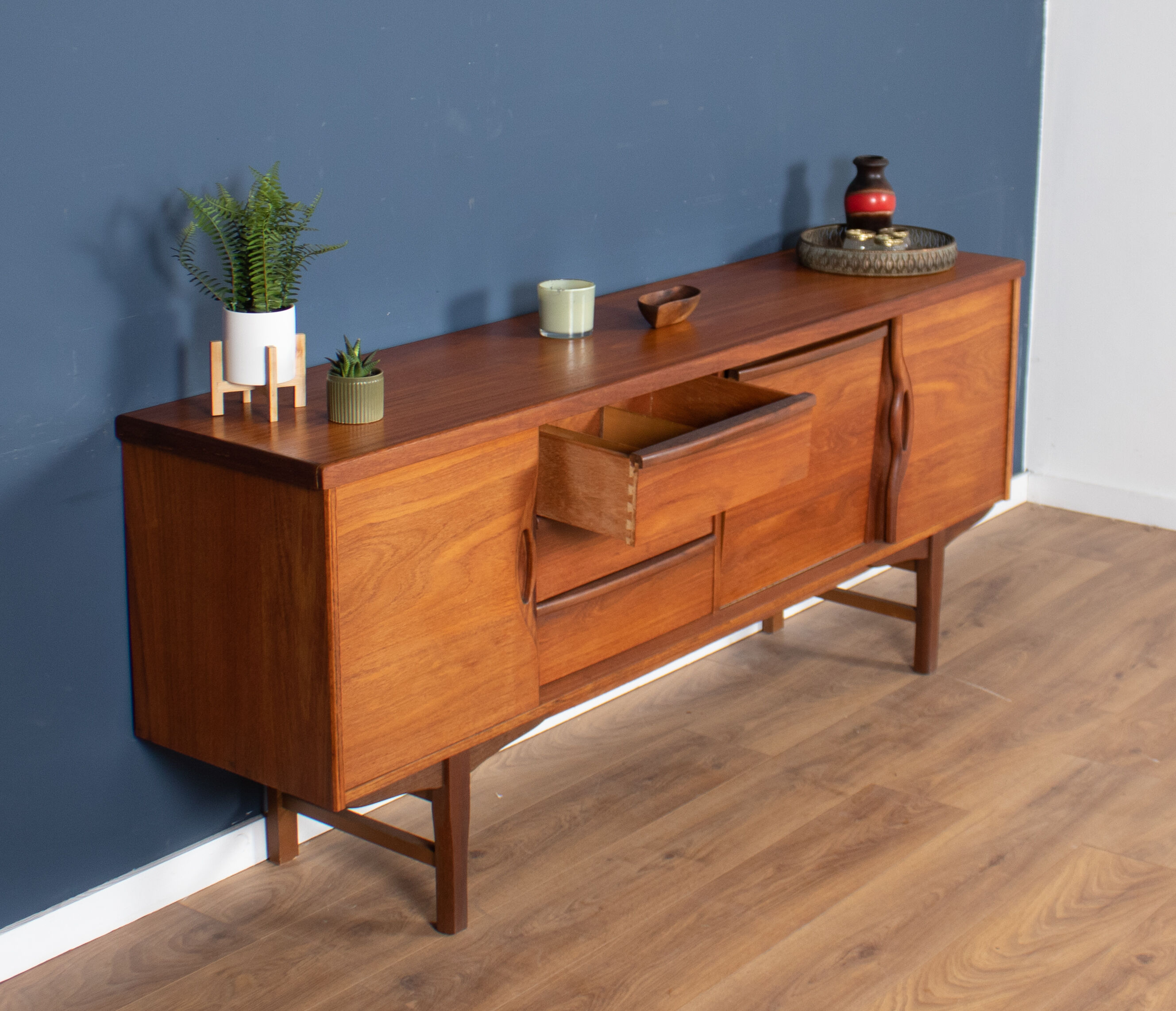 Retro teak 1960s long mid century sideboard by jentique