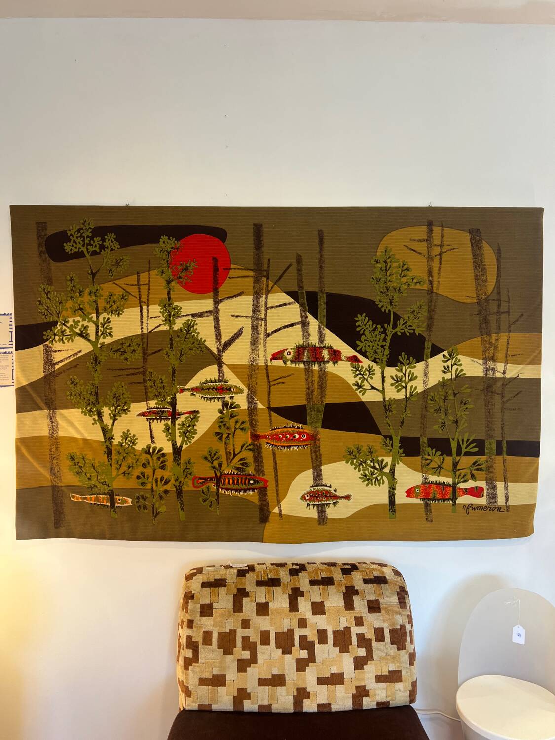 Aubusson tapestry model "Calypso" by René FUMERON for R. FOUR
