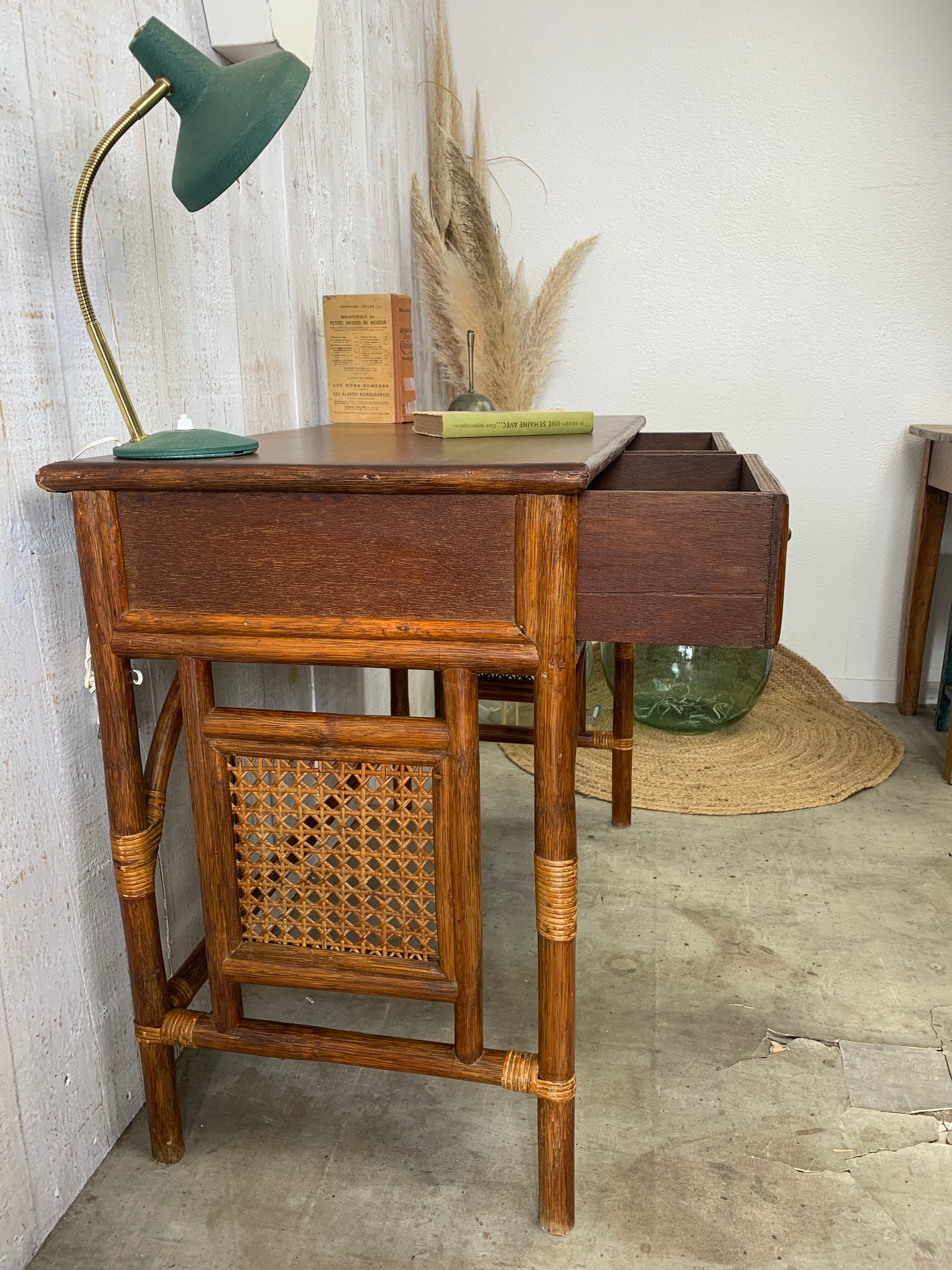 Rattan console/desk