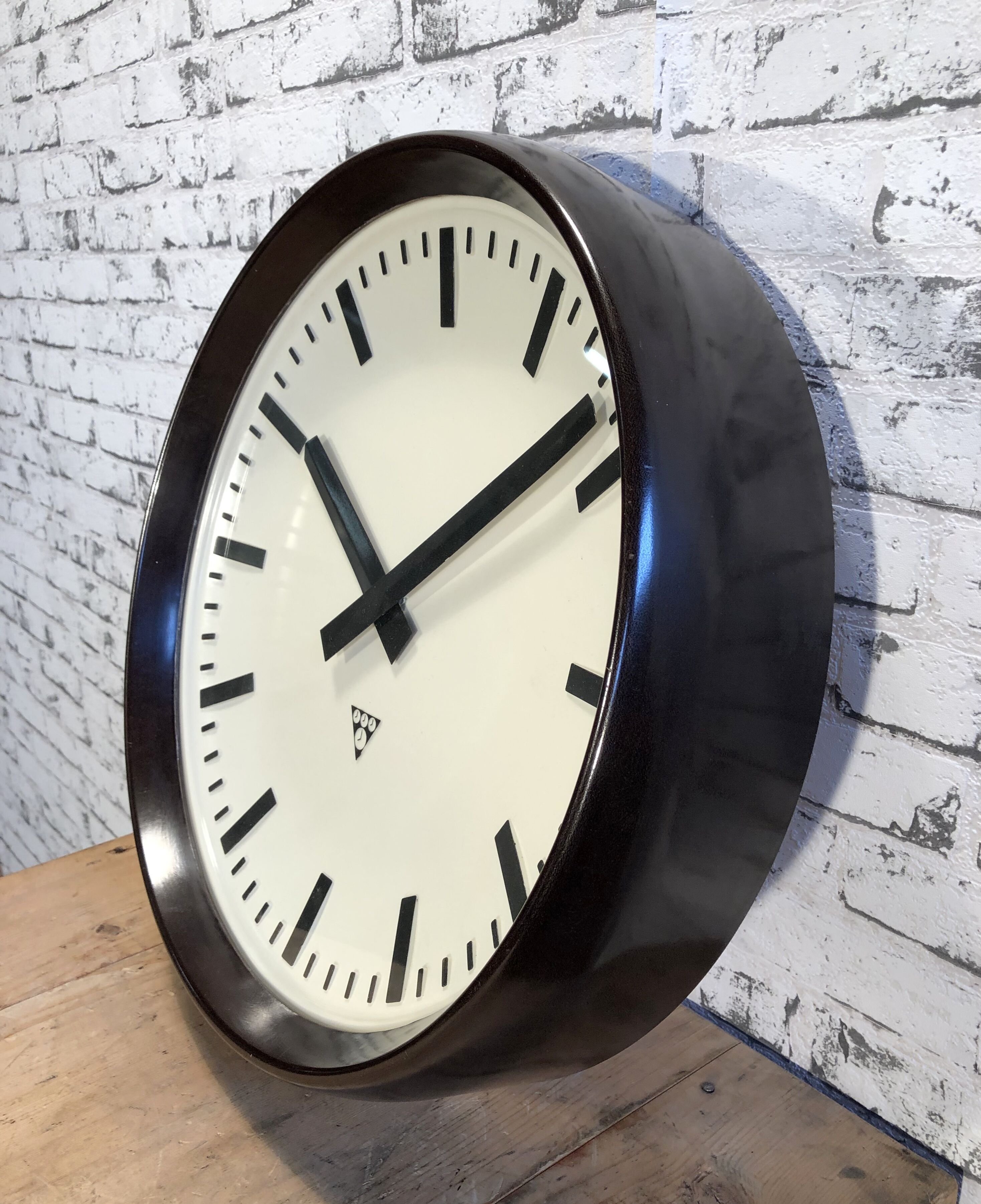 Large Industrial Bakelite Factory Wall Clock From Pragotron, 1960s