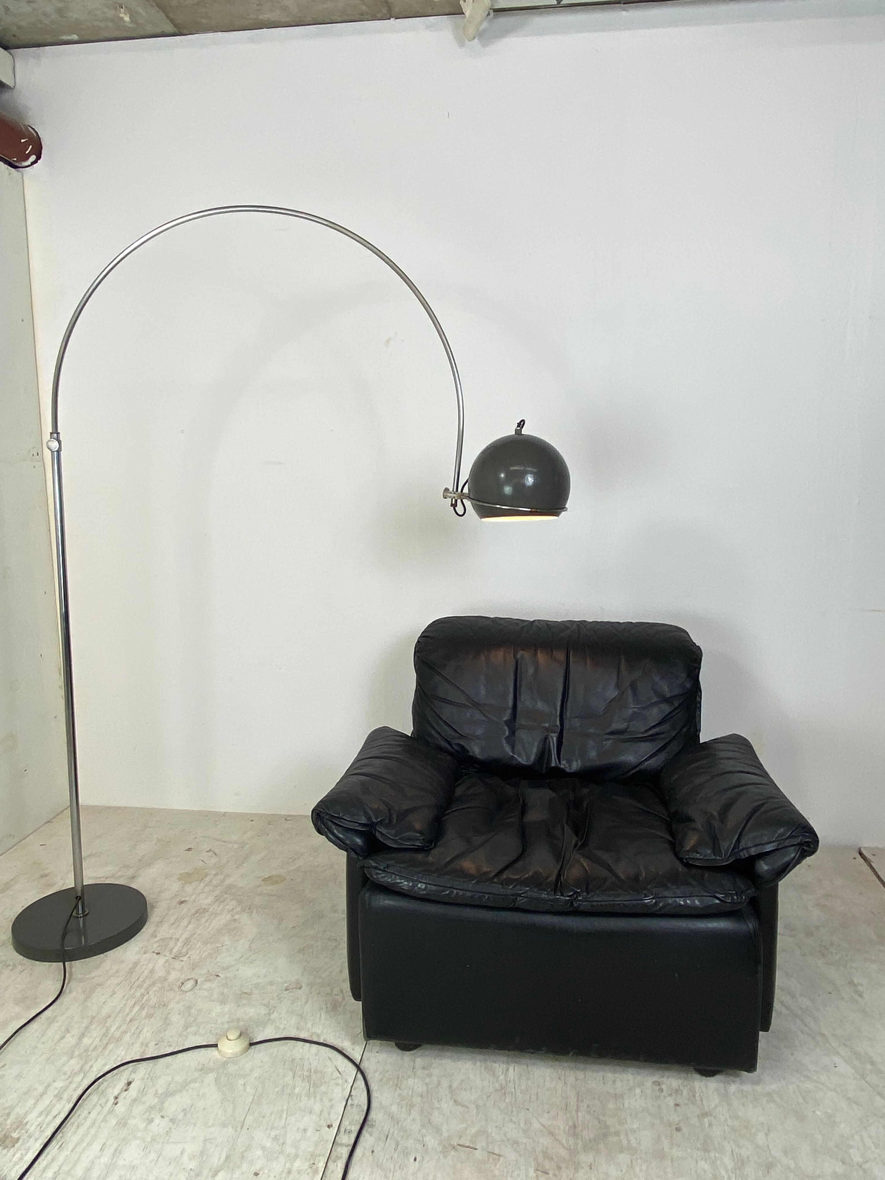 Mid-Century Grey Arc Floor Lamp from Gepo, 1960s