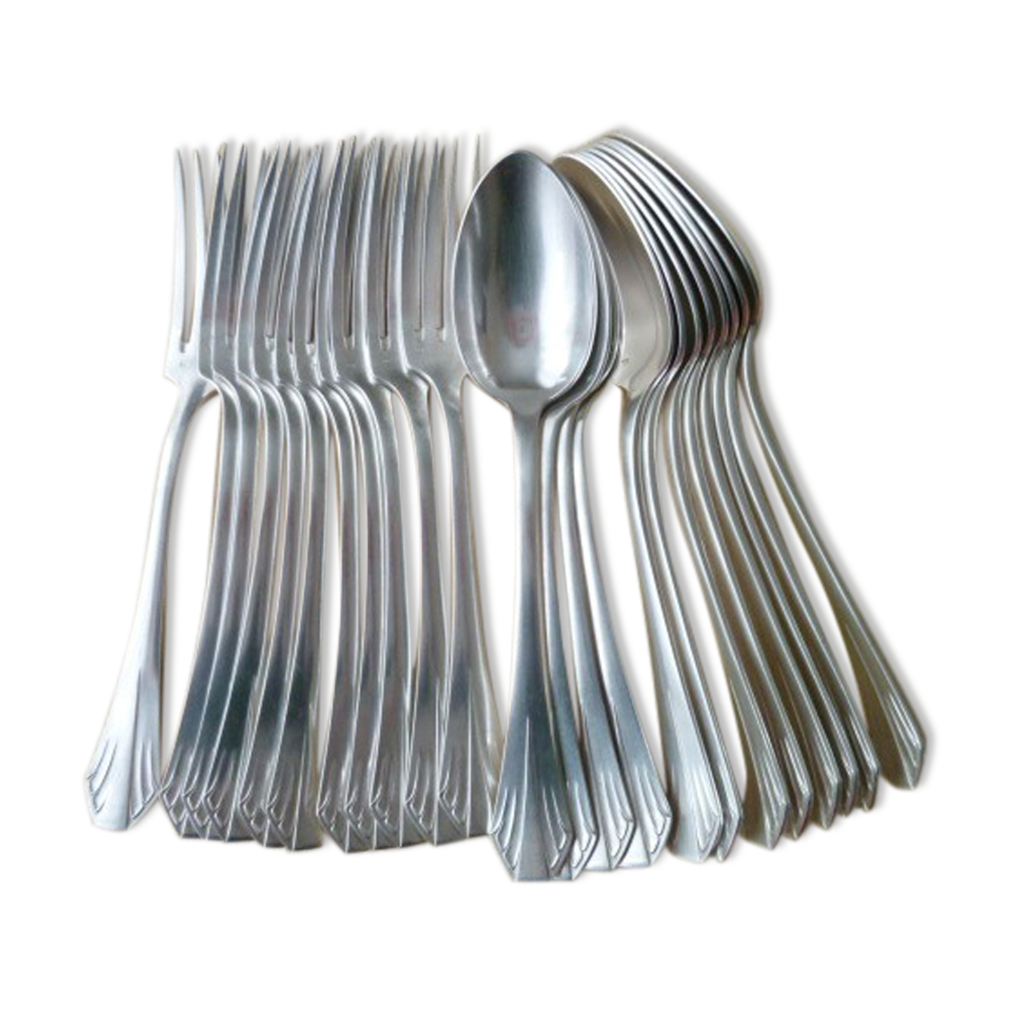 Tableware, housewife 24 pieces in silver metal 84 G Art Deco style