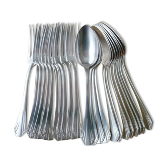 Tableware, housewife 24 pieces in silver metal 84 G Art Deco style