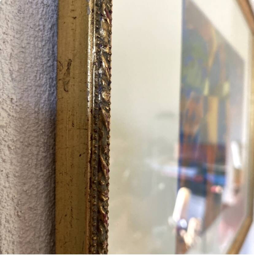 Oil on paper, wooden frame, glass