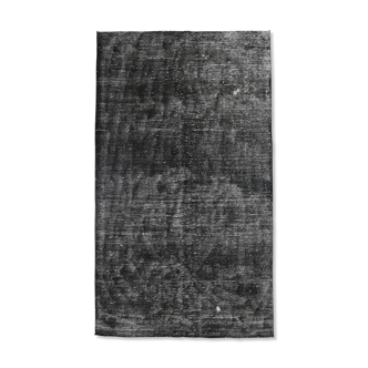 5x9 Distressed Wool Black Turkish Rug 266x153Cm