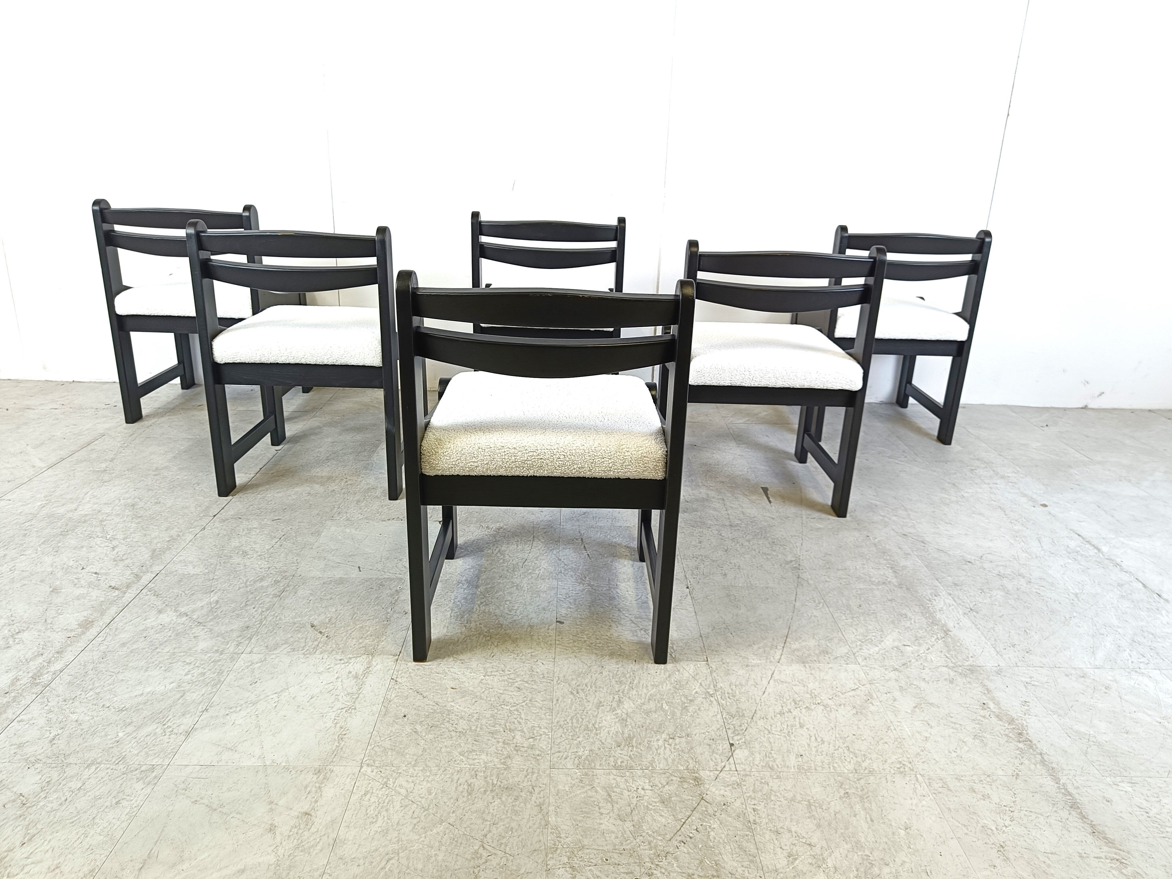 Vintage brutalist dining chairs, set of 6 - 1970s