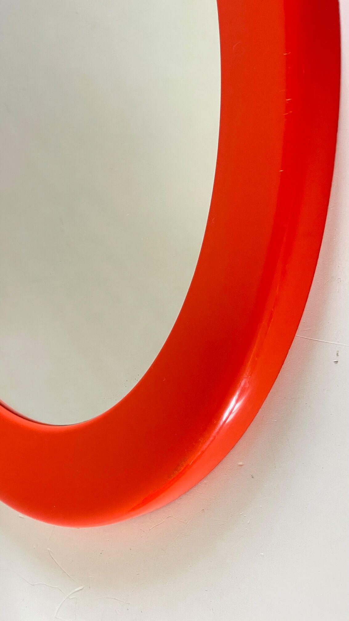 Round orange wall mirror by syla 70 years