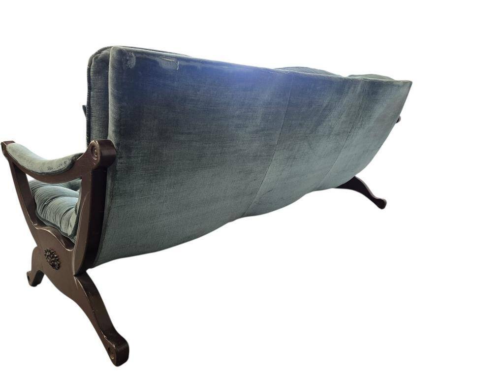 Vintage blue three-seater sofa