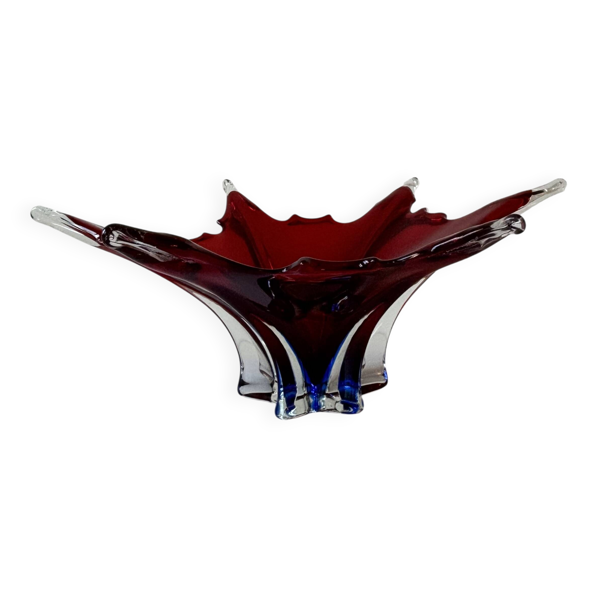 Important Murano blown glass centrepiece – Ruby red and blue