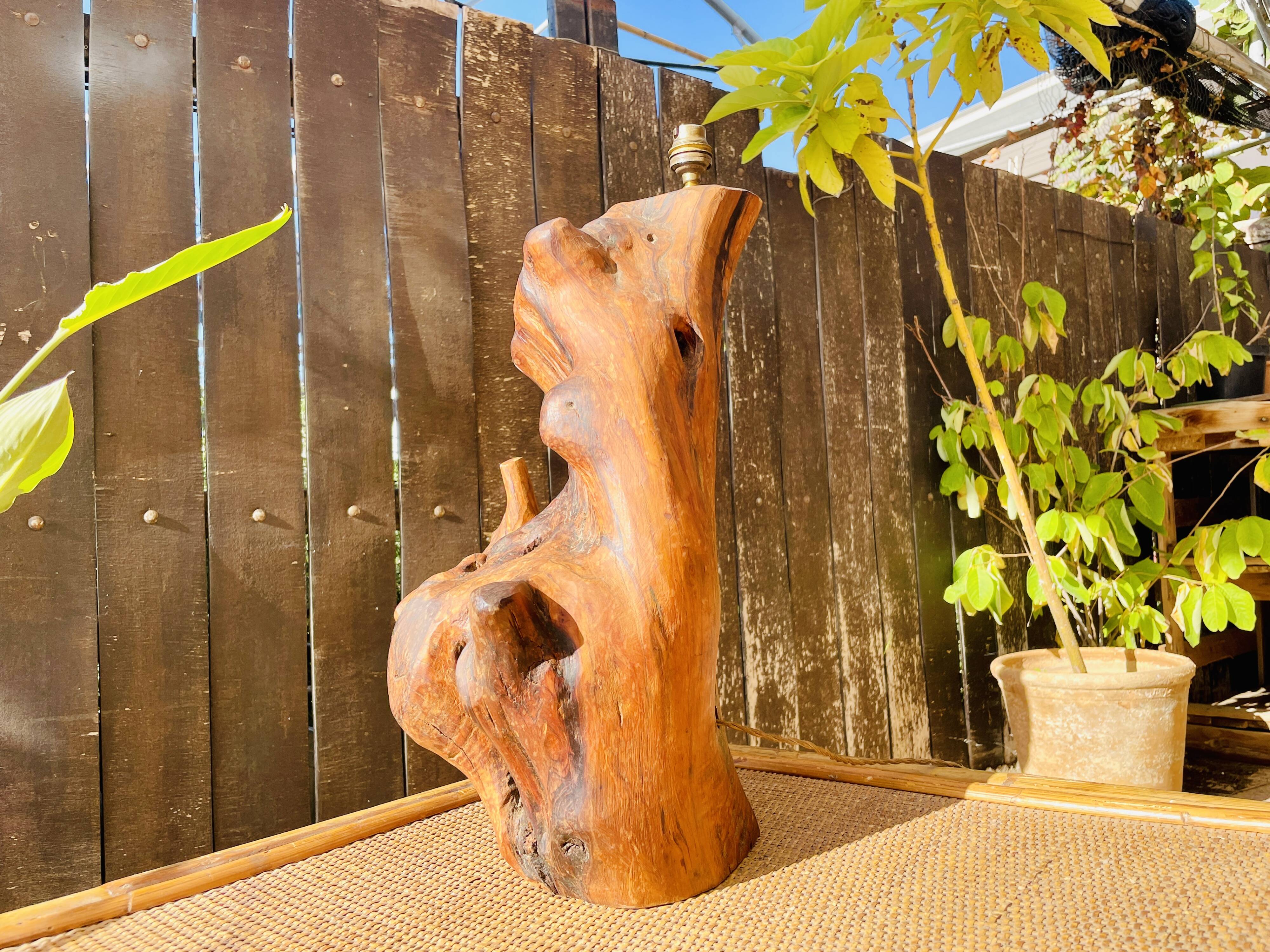 Lamp base in solid Olivier 50's