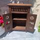 Miniature wooden wardrobe for dolls, hand-carved in Breton French style.