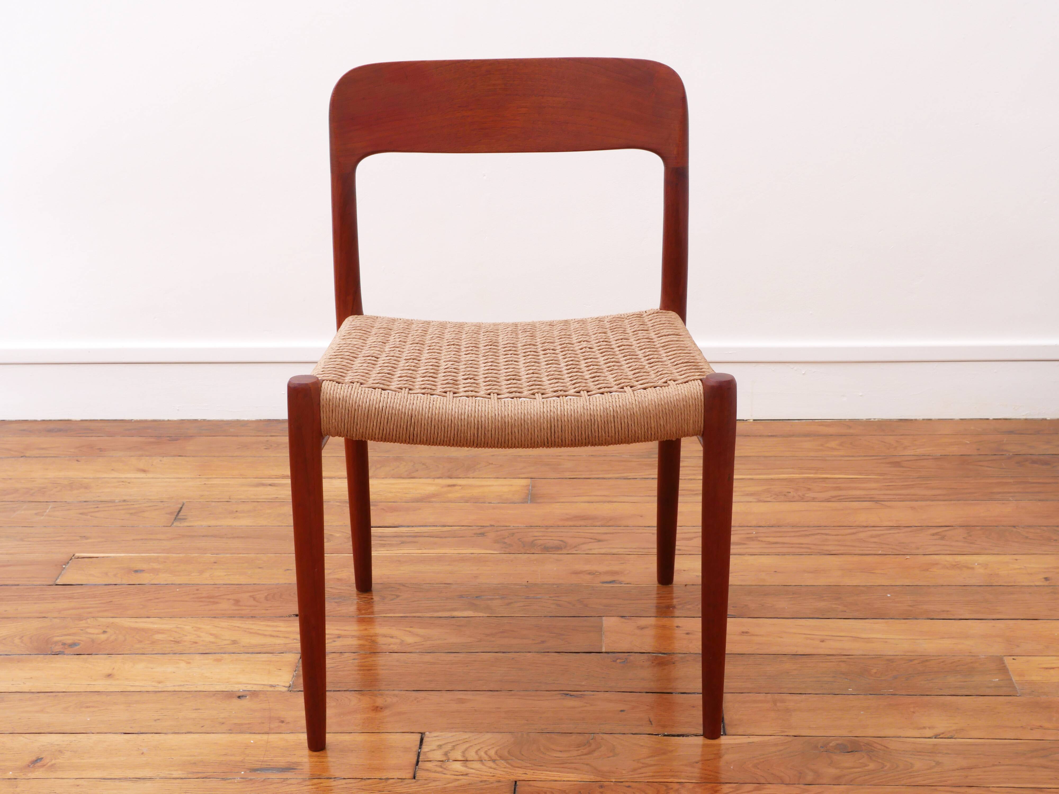 Chaise - Niels Otto Møller - modèle 75 - Corde danoise refaite - Restaurée