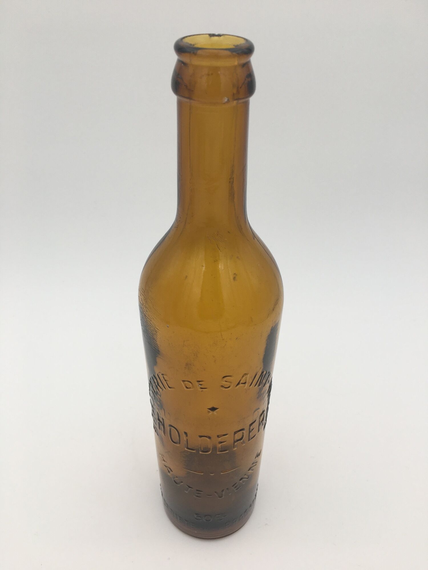 Bottle of old glass beer, Holderer Brewery (Saint Yrieix) - 20th century