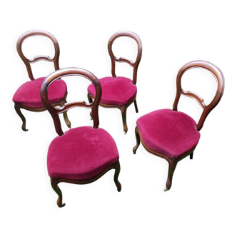 4 medallion chairs upholstered Louis Philippe style