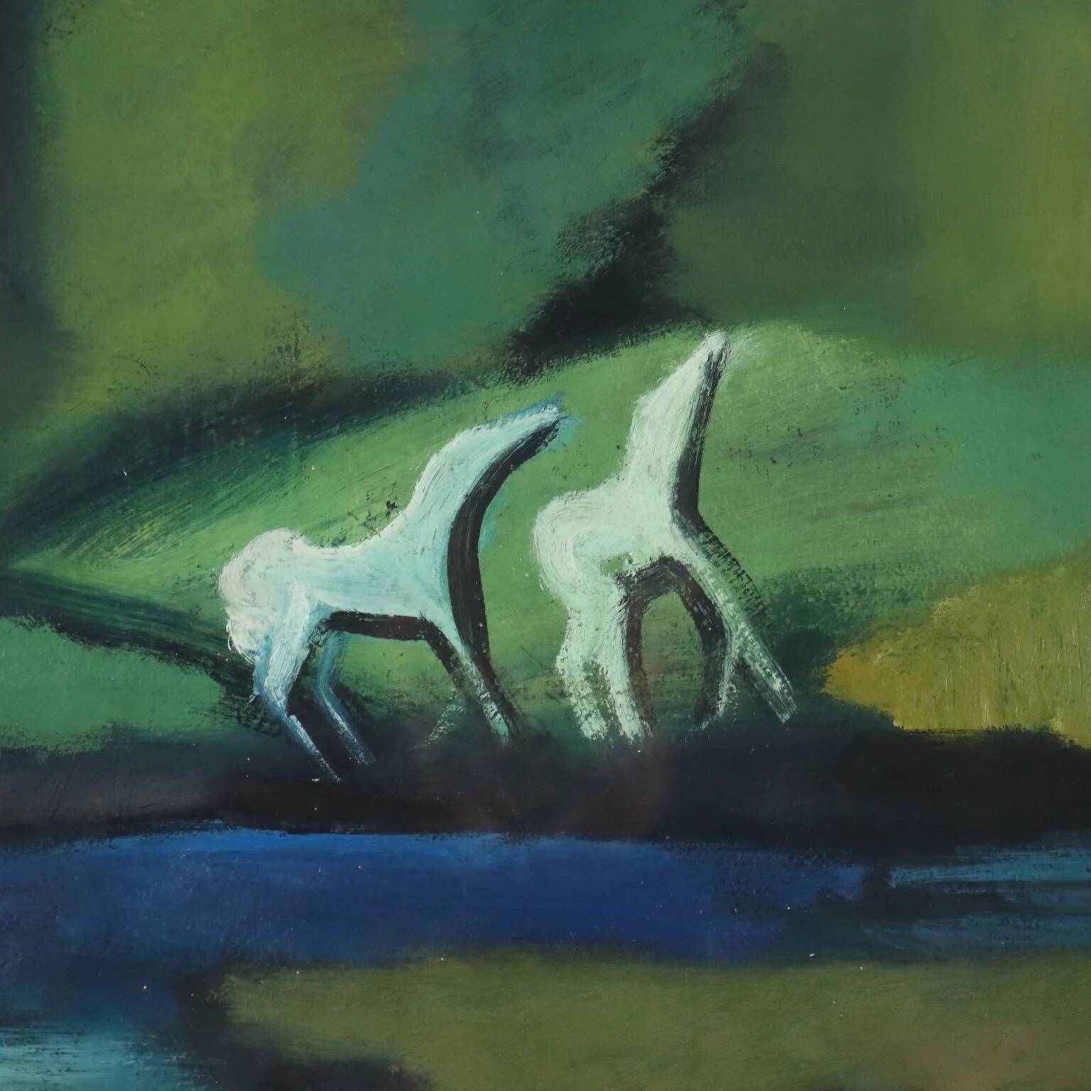 Modern painting signed by Gian Rodolfo D'Accardi "Ride in the Woods" 1955