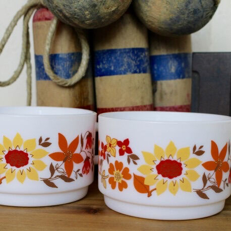 Set of two cups Arcopal Vintage 1970