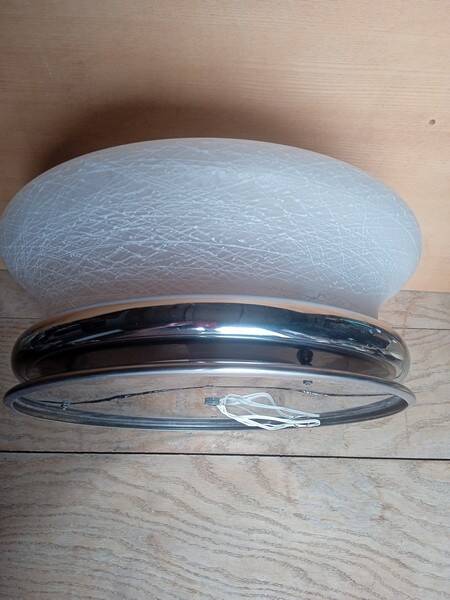 Large vintage chrome and glass ceiling light 1970