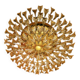 Stilkronen gold-plated brass and crystal glass chandelier, Italy 1970s