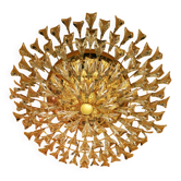 Stilkronen gold-plated brass and crystal glass chandelier, Italy 1970s