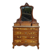 Commode en noyer Louis XV avec miroir