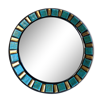 Round curved mirror, ceramic