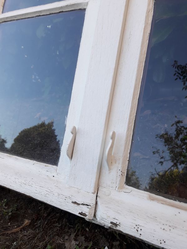 Glass window h141xl263 in oak 4 leaves