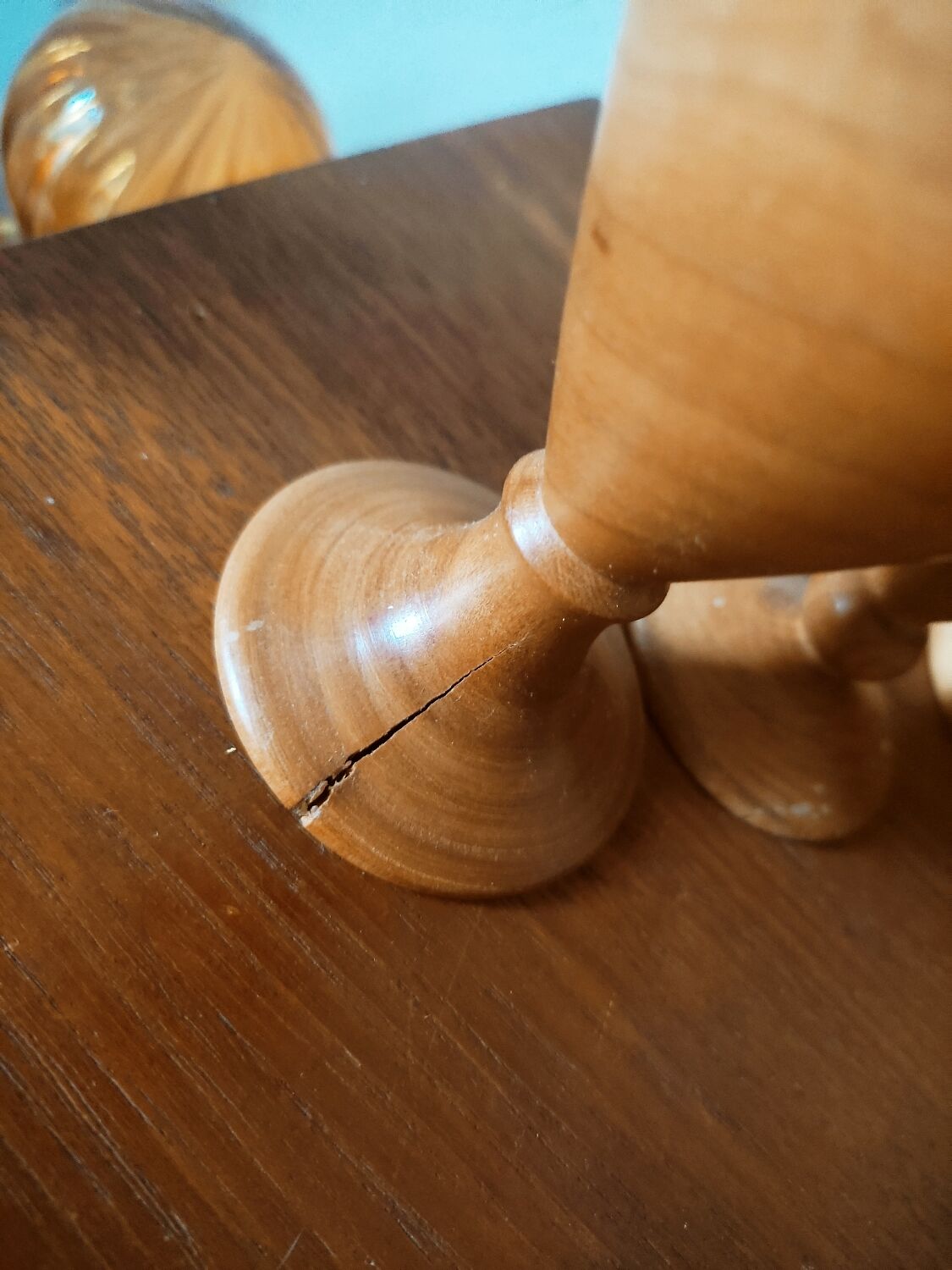 Set of 4 turned wooden vases